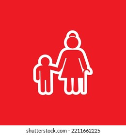 Grandma and grandson icon, graphic resource template, vector illustration.
