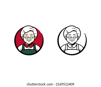 Grandma or granny mascot character logo design, vector format, logo illustration