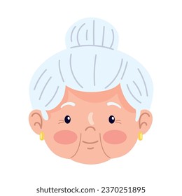 grandma happy cute face illustration isolated