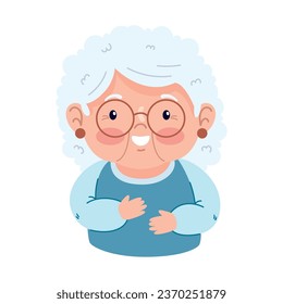 grandma happy with eyeglasses illustration isolated