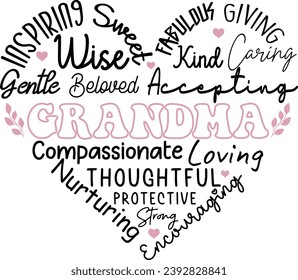 Grandma Heart, Grandma Shirt, Blessed Grandma, Grandparents, Mother's day, Gift Idea, Hand Drawn Heart, Love Grandma, Grandmother