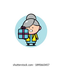 Grandma illustration design playing basketball