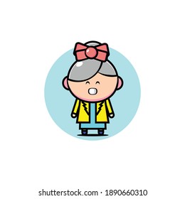 Grandma illustration design using pink hair clips
