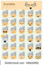 Grandma Imoji Icons , Vector, Illustration