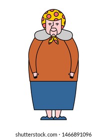 Grandma isolated. Russia grandmother. Russian Old woman vector illustration