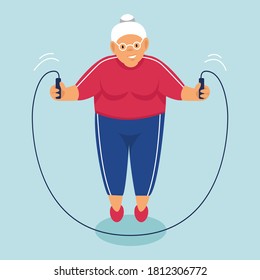 Grandma Jumping Rope, Sport Illustration