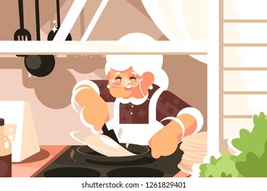 Old Grandma Cooking Images Stock Photos Vectors Shutterstock