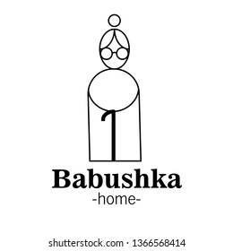 Grandma logo. Vector illustration in simple style. Russian babushka. For web, icon, label