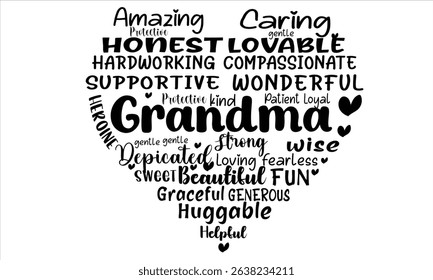 Grandma Love Word art T-Shirt Design