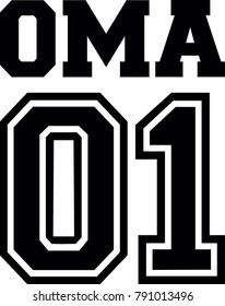 Grandma with numbers zero and one in black and white german