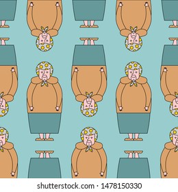 Grandma pattern seamless. grandmother background . Old woman vector texture