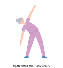 grandma practicing exercise icon isolated