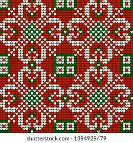 Grandma s knitting pattern in red-green-white colors for Christmas Ugly Sweater