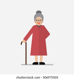 Grandma standing full length smiling. Vector illustration