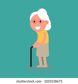 grandma standing smiling - flat vector character design