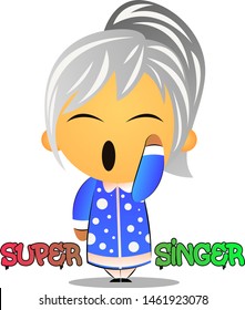 Grandma is super singer, illustration, vector on white background.