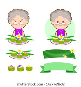 Grandma and Thai pudding with coconut topping logo