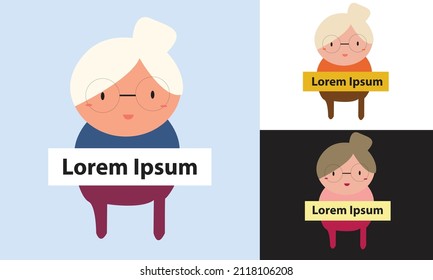 Grandma using glasses suitable for logo with variety color