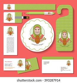 Grandma. Vector logo natural farm products. A set of templates corporate identity elements.