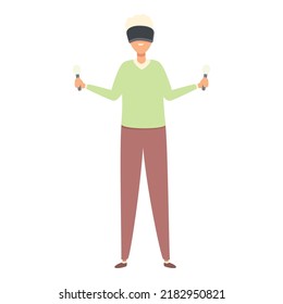 Grandma vr headset icon cartoon vector. Old people. Senior mobile