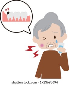 Grandma who cannot gargle with tooth decay
