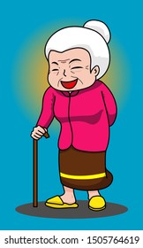 Grandma,An old woman who is in a good mood, healthy and happy.