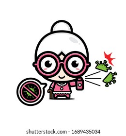 Grandma's character vector design against coronavirus