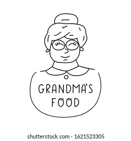 Grandma's food. Vector hand drawn outline illustration on white background.