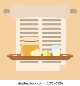 grandma's remedies tray - vector illustration of folk medicine in flat style