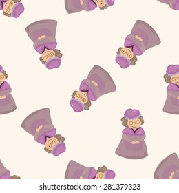 grandmom in little red riding hood , cartoon seamless pattern background