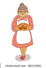 grandmother baking vector illustration