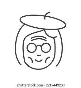 Grandmother in a beret simple icon isolated on white