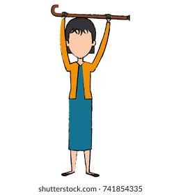 grandmother with cane avatar character