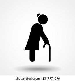 Grandmother with cane Icon