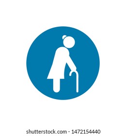 Grandmother with cane Icon. Simple illustration isolated for graphic and web design.