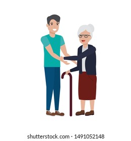 Grandmother cartoon design, Old person grandparents woman avatar senior and adult theme Vector illustration
