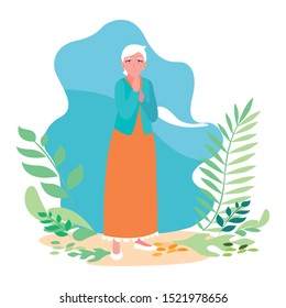 Grandmother cartoon design, Old person grandparents woman avatar senior and adult theme Vector illustration