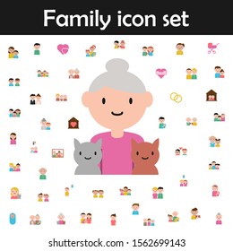 Grandmother, cats cartoon icon. Family icons universal set for web and mobile