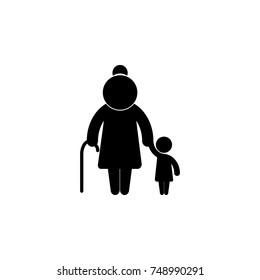 Grandmother With Child Familiar Silhouettes Icon. Simple Black Family Icon. Can Be Used As Web Element, Family Design Icon On White Background