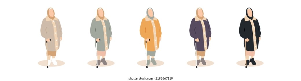 Grandmother color set. Flat vector illustration.