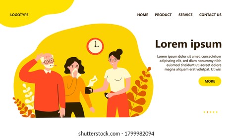 Grandmother curing family from flu. Tea, disease, temperature flat vector illustration. Healthcare and therapy concept for banner, website design or landing web page