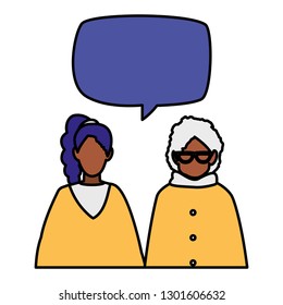 grandmother with daughter black talking