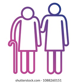 grandmother with daughter silhouettes avatars characters