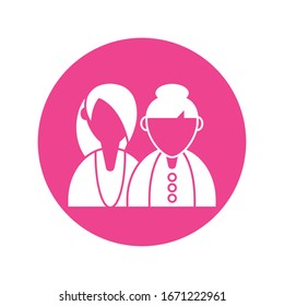 grandmother and daughter woman, silhouette style icon vector illustration design