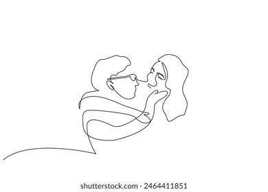grandmother girl hug heads faces special day happy laugh one line art design vector