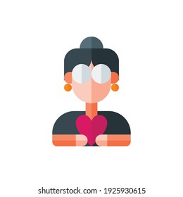 Grandmother Giving Love Flat Icon Logo Illustration Vector Isolated. Happy Mother's Day Icon-Set. Suitable for Web Design, Logo, App, and Upscale Your Business.