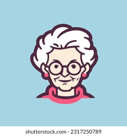 Grandmother with glasses. Vector illustration of a grandmother with glasses. Logo Design Template