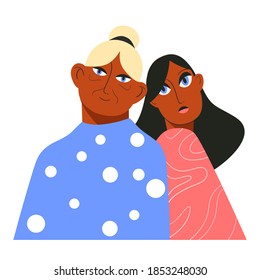 Grandmother and grandchild, daughter, together. Granny family love age