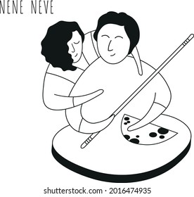 grandmother and grandchild are happy by cooking
