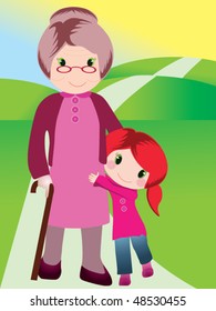 grandmother and grandchild vector